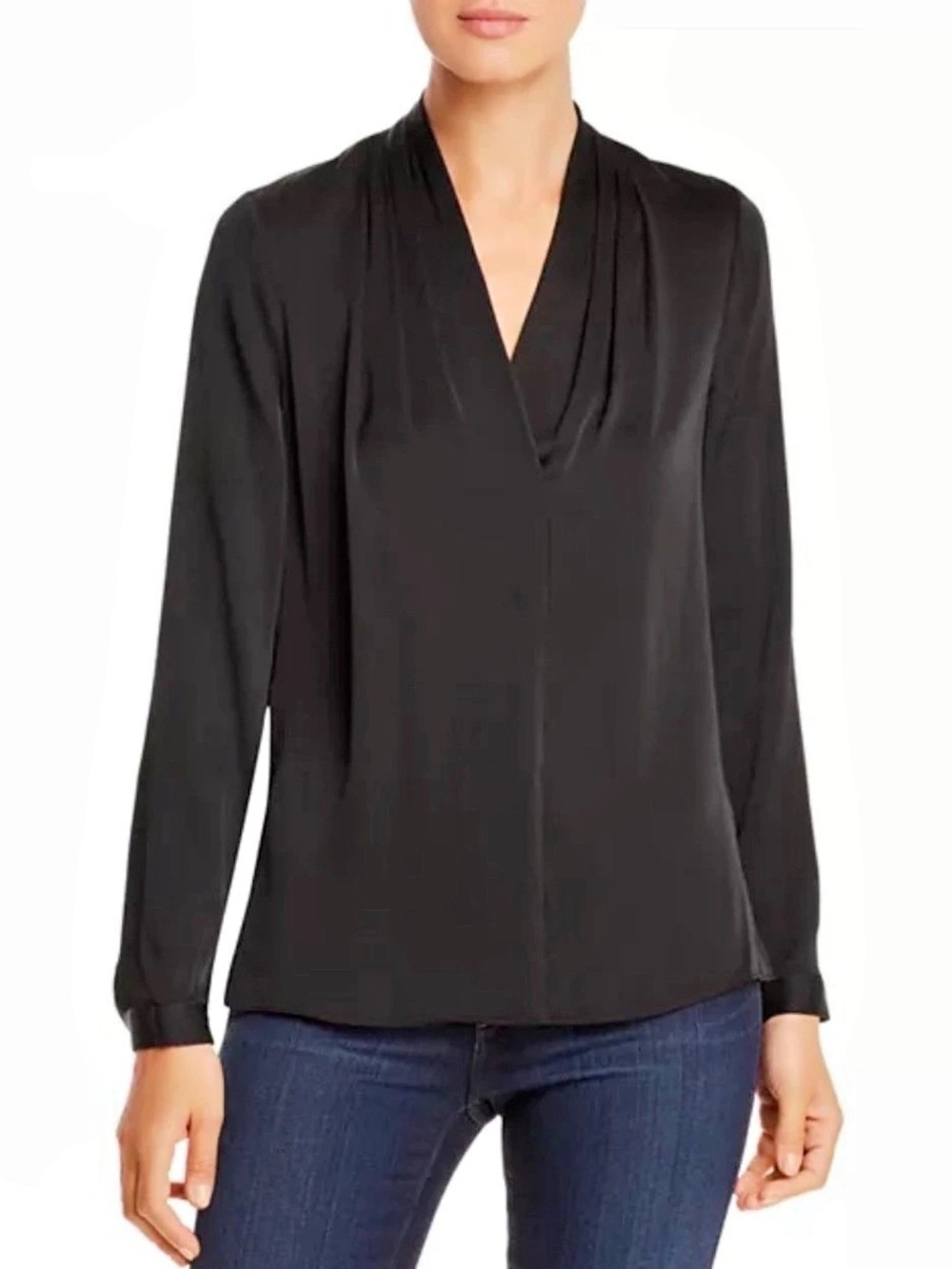 Kobi Halperin Silk V Neck Nellie Blouse- Black- XXL